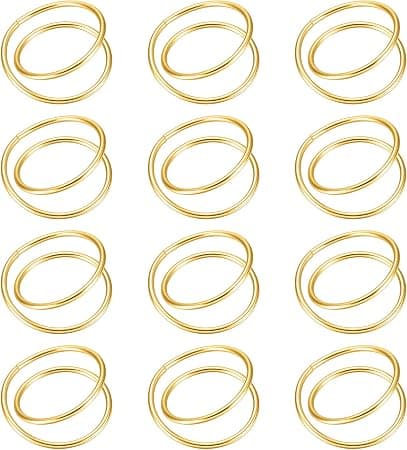 12 stykker (gull) serviettringer i metall med spiralform