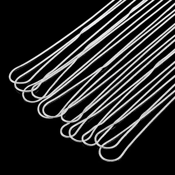 12 pcs Silver Plated 1.2mm Snake Chains: 45cm Chains with Lobster Clasps for Jewelry Making