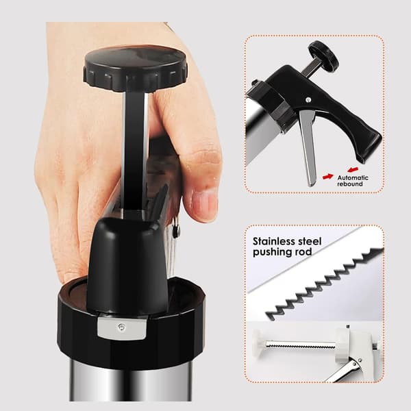 Kikspressepistol i rustfrit stål Spritz Cookie Maker Maskine til