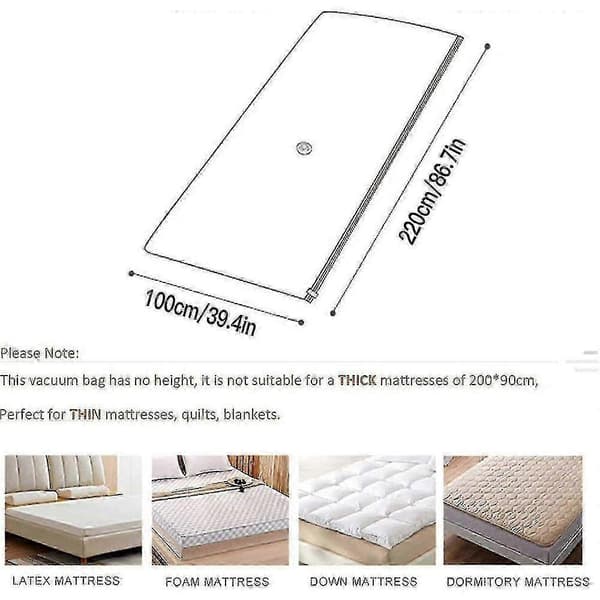 Large Vacuum Storage Bags for Mattress Clothes Waterproof Lockable Reusable Space Saving Compression Mattress 80% No Vacuum Pump 220*100cm