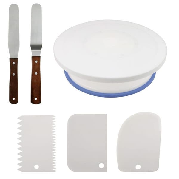 Round Cake Rotating Round Tray Turntable Turntable Turntable Set 6 Pcs Cake Decorating Cake Baking Tools Cake Spatula