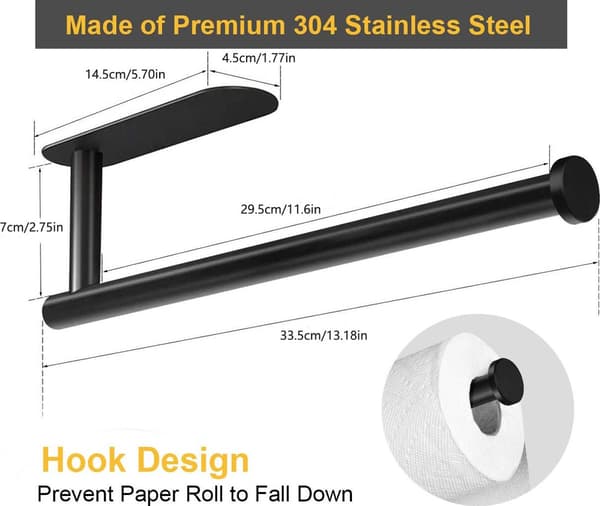 Paper Towel Holder, Wall Mounted or Self-Adhesive, Brushed Stainless Steel Silver, No Drilling for Kitchen