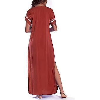 Kvinner Broderte Kortermet Bikini Badedrakt Cover Up Sidesplit -r ( )