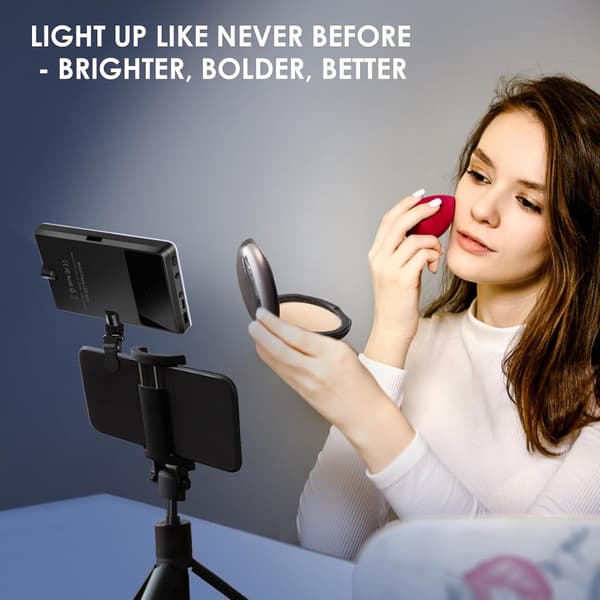 Portable Clip-On Selfie Light with 60 LEDs, 3 Light Modes, Adjustable Angle for Phone, Laptop, Video Calls, Live Streaming, Black 10 x 7.5 cm