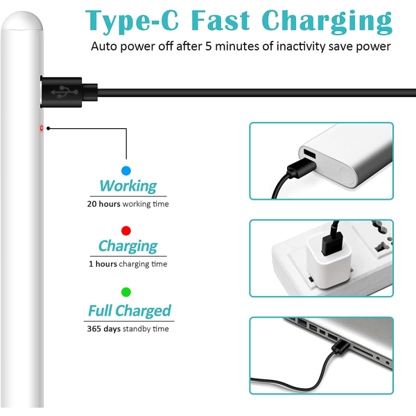 Granarbol Styluspen til iPad Pen, Genopladelig Aktiv Stylus