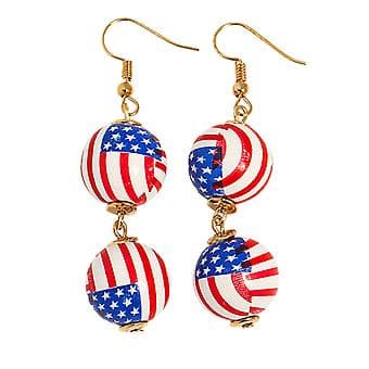 Independence Day Earrings Dynamic and Static Beauty Double Ball Hanging Earrings (B)