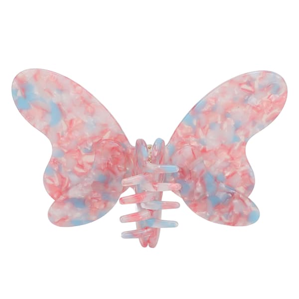 Hårklemme Stor skridsikker blomster sommerfugleform Mode hårholder Clutcher til kvinder Piger Pink