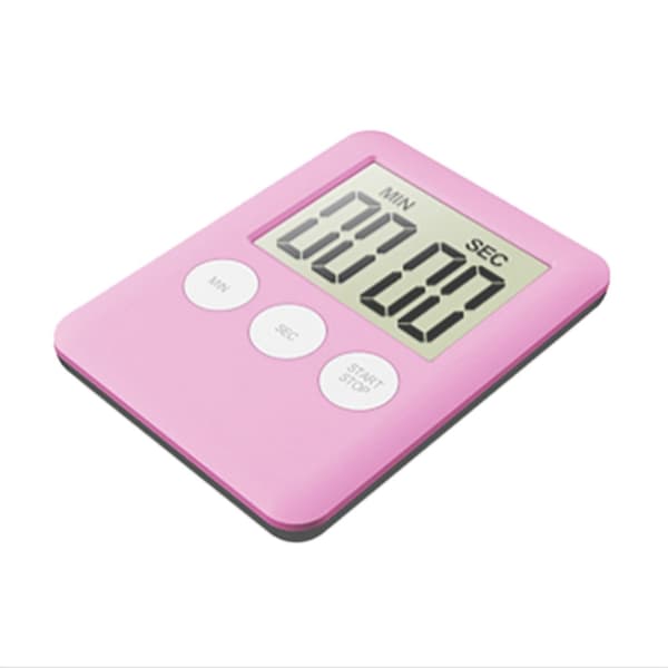 Tynd køkkentimer Timer Stor skærm Digital magnetisk nedtælling - Pink Rosa pink