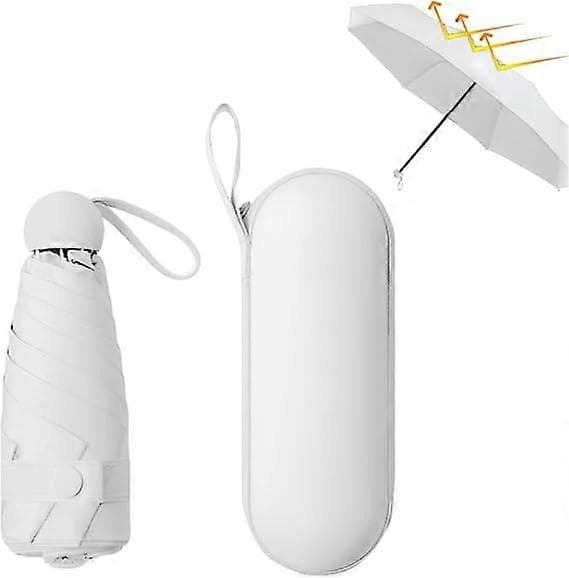 Rejseparaply, Miniparaply, Sammenfoldelig Rejseparaply Lille UV-Paraply med Kapsel Etui Mini Anti-UV Paraply
