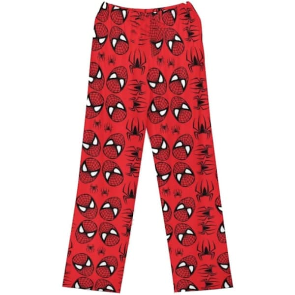 Spider-Man bomullsbyxor, lösa pyjamasbyxor, dam, pyjamaslångbyxor, dam, herr, tecknade sovbyxor, avslappnade, flickor M M