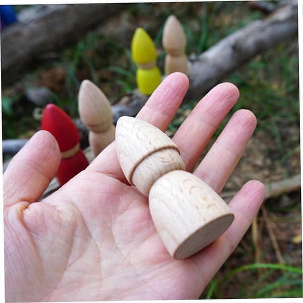 6 stycken trädockor, obehandlade träfigurer för pyssel