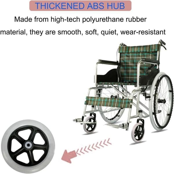7 inch Wheelchair Wheels 170mm Grey Black Non-slip Solid Tires Replacement for Wheelchairs Walkers Walking Aids 2-pack