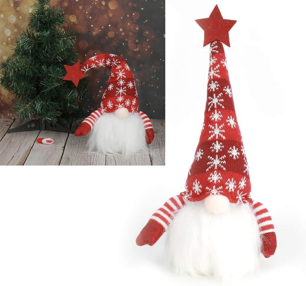 Jultomte Plyschdocka med LED-lampor, Ansiktslös Docka med K