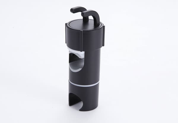 Adjustable Shower Head Holder for Slide Bar, 18-28mm, Black, 360° Rotatable with 2 Hooks