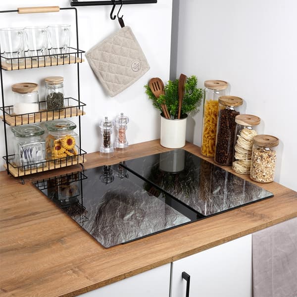 Skærebræt og komfurafdækning i glas 60x52 cm 2 stk.