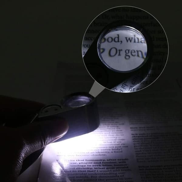 40X Jeweler's Foldable Pocket Magnifier with LED Light and UV Lamp