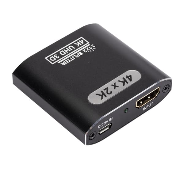 HDMI-splitter 1 in 2 ut, 4K HDMI-splitter för dubbla skärmar Stöder 3D Full HD 1080P Aluminium HDMI-splitter Dubbelskärms HDMI-adapter
