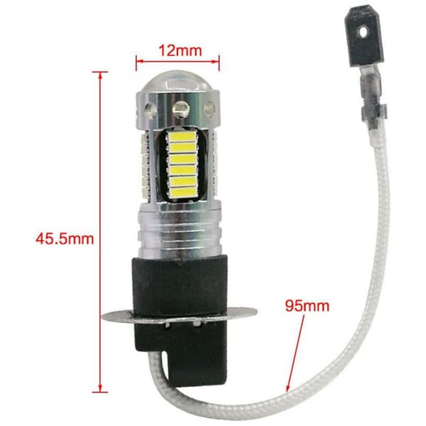 4 stk H3-serie superlyse LED-tåkelyspærer DRL-sett 6000K hvit