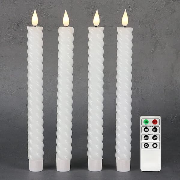 Set med 4 batteridrivna konformade ljus med fjärrkontroll - Vit spiral