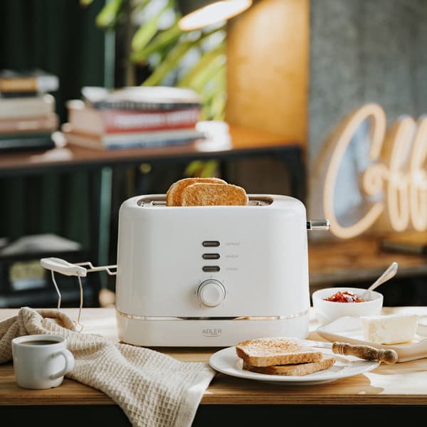Brødrister med bollerist og 7 risteniveauer - Hvid