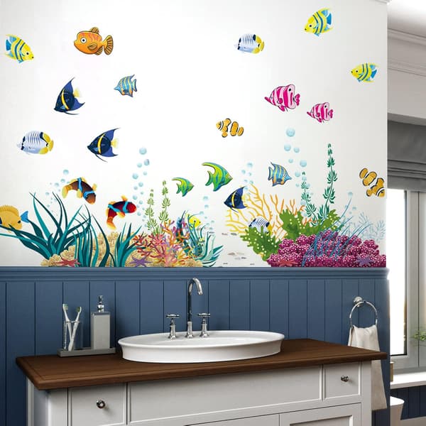 Väggdekaler för barn UNDERWATER WORLD 1 (130x42 cm) I fiskakvarium