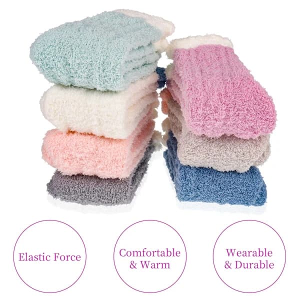 7 Par Støvete Fluffy Sokker, Varme Vinterstrømper, Myke Termiske Sklisikre Kosestrømper, Korallfleece Gulvsokker, A