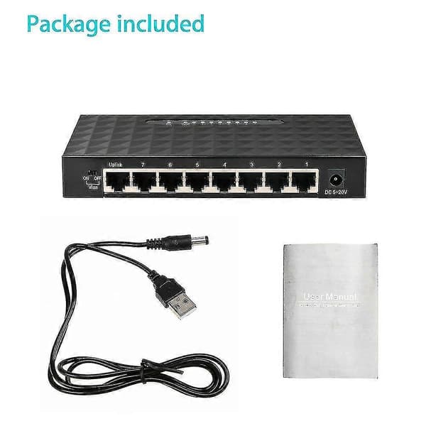 USB Mini LAN PoE Ethernet Nettverksbordssvitsj 8 Port 10 100 Mbps