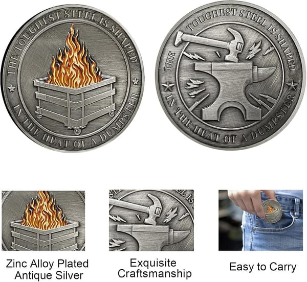 Trash Can Challenge Coins, Skrivebordstilbehør, Sjove Challenge Coins, Dobbeltsidede Sjove Medaljer