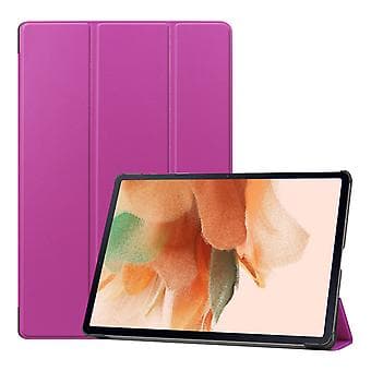 Nytt deksel til Galaxy TAB S7 FE/ T730 Tri-fold Caster Stativ Ultratynn P(Lilla)