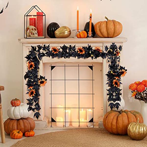 Halloween Autumn Maple Leaf Wreath Artificial Sunflower Pumpkin Wreath Halloween Background Decoration As shown As shown