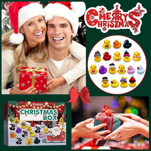 Julekalender for barn og voksne, 24 forskjellige gummiender, nedtelling til jul, morsomme leker, gaver til gutter og jenter