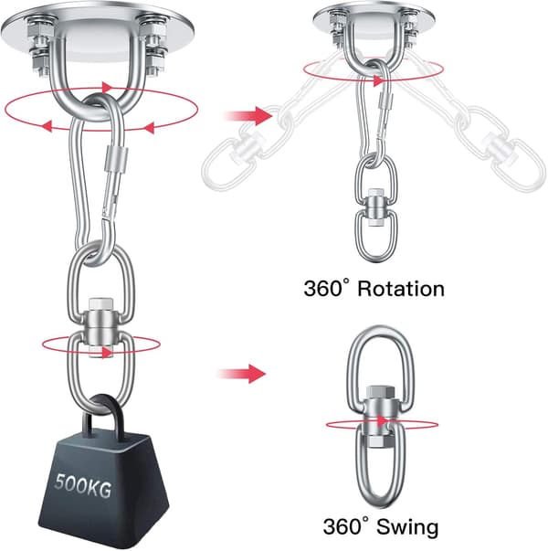 Ceiling Hook Hanging Chair 360° Swivel Hook, Stainless Steel Outdoor