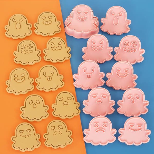 Halloween-udstikkere, 10 dele, 3D spøgelsespræget design, plast græskarværktøj