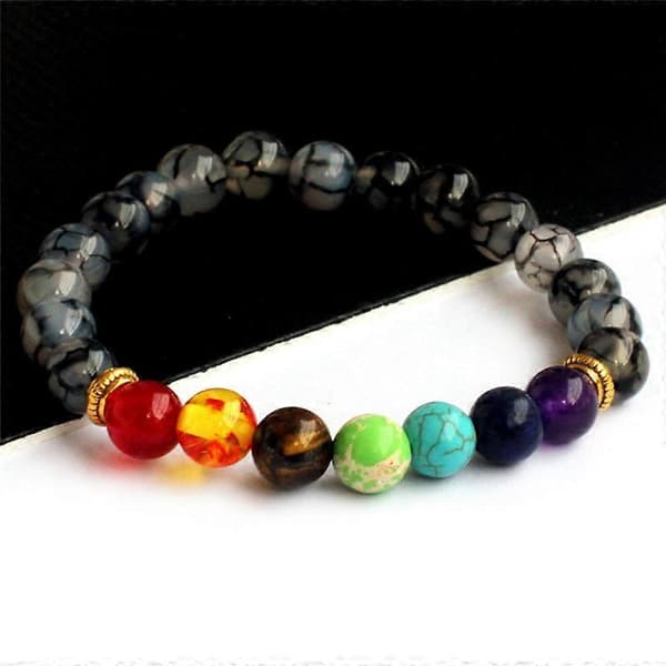 5 st vulkanisk stenarmband 7 färger chakra pärlor, eterisk olja aromaterapi armband, lavasten färg