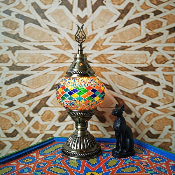 Retromosaikk bordlampe, for stue soveromsinnredning (sitron gul)