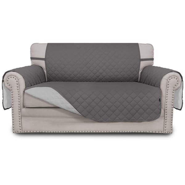Sofaovertrekk, Sklisikkert, Vendbart Møbelbeskyttelse, Vanntett, Sofabeskyttelse med Elastiske Bånd, Kjæledyrbeskyttelse (Enkeltsete, Grå)