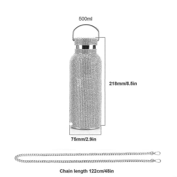 Diamantvandflaske Bling Rhinestone Rustfrit Stål 500 ml, Regnbue 26s