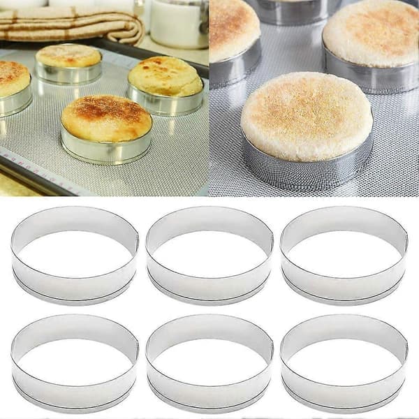 6 stk. rustfrie kaker muffins tekaker brødringer bakeri bakeformer verktøy