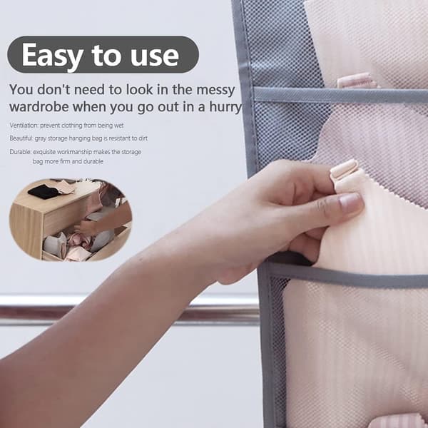 2-pack Hanging Wardrobe Organizer for Underwear, Socks, Bras, 30 Compartments Double-Sided Storage, Foldable and Space-Saving V V V