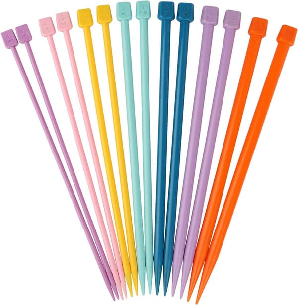 25 cm rette strikkepinner for barn og voksne nybegynnere, 7 par