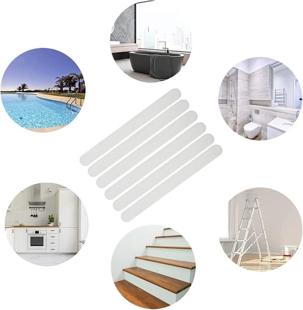 Anti-slip stickers, 12 pieces transparent for shower & bath, 2x20cm