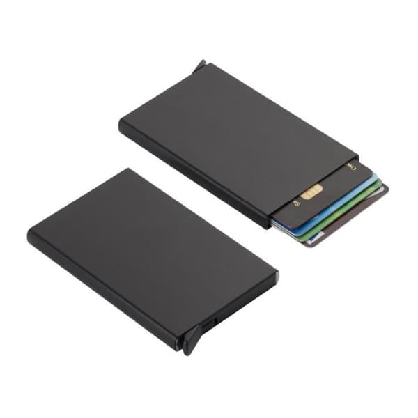 Anti RFID-blokerende kortholder til mænd og kvinder, aluminiumslegering til 8 kort, sort