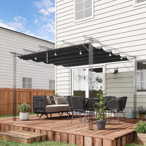 Erstatningstak for Pergola 2,5 x 2,55 m Pergola-tak med dreneringshull, skjermbeskyttelse for hage og uteplass, mørkegrå