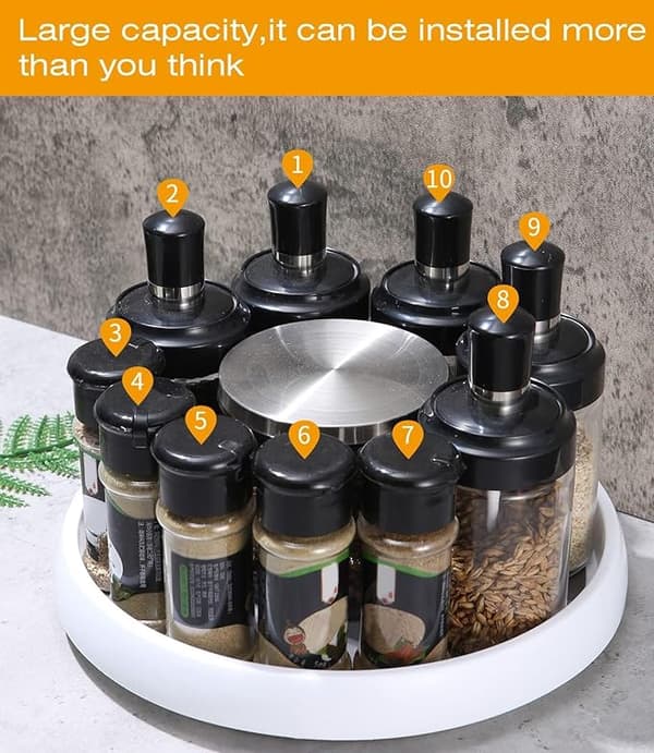 2-pack Refrigerator Organizer, 25 cm Rotating Plate Refrigerator, Kitchen Organizer, Rotating Spice Rack