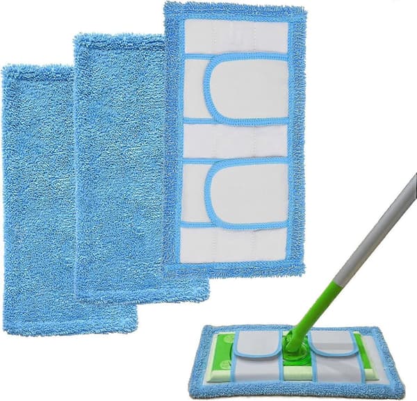 3-pakning, blå Swiffer Sweeper-kompatibel, gjenbrukbar erstatningspute