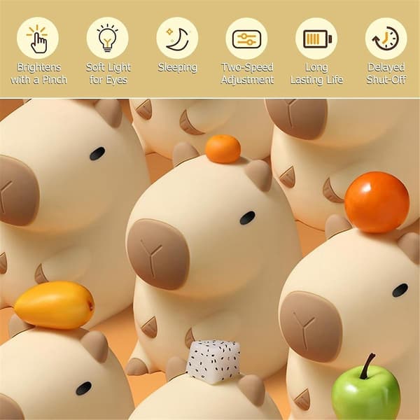 Capybara Night Light, Capybara Tap Tap LED Night Light, Capybara Lamp, Cute Silicone Capybara Night Light (FMY) As Shown As Shown