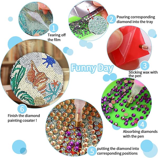 8-pak Ocean Diamond Malede Glasbrikker DIY