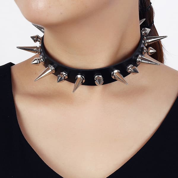 1 stk Kvinde Mand Cool Punk Choker Gotisk Goth Spids Hjerteform B