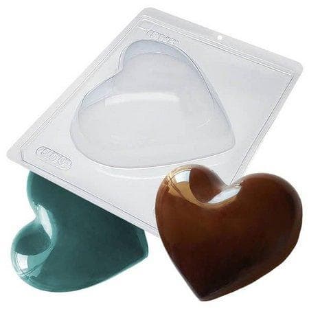 Pralinform Stort Hjerte Sjokoladeform 500g - BWB 46 - Spesiell 3-delt form Transparent transparent