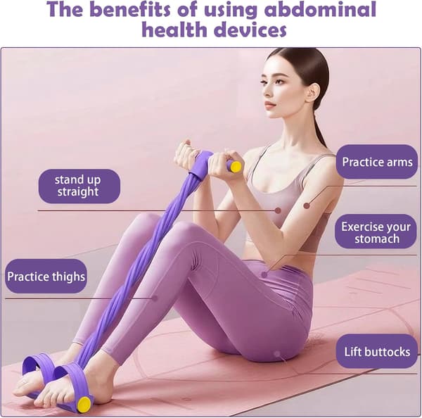Yoga-Pedal-Modstandsbånd, 4-rørs modstandsbånd, til mave, arm, ben, Pilates (rosa)